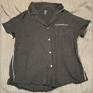 Stars Above Gray Short Sleeve Pajama Button Down (Plus Size)